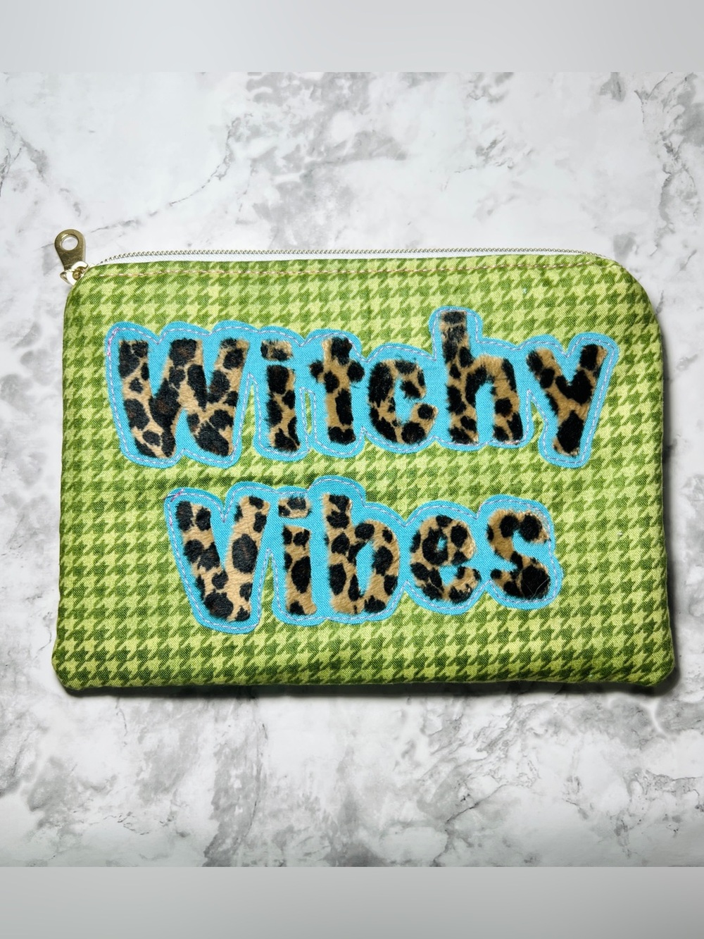 Handmade Retro Witchy Vibes Zipper Pouch Travel Makeup Bag Whimsyretro Dopamine